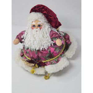 Free Standing Christmas Cloth Santa Blue Eyes Poinsettia Themed‎ Shirt